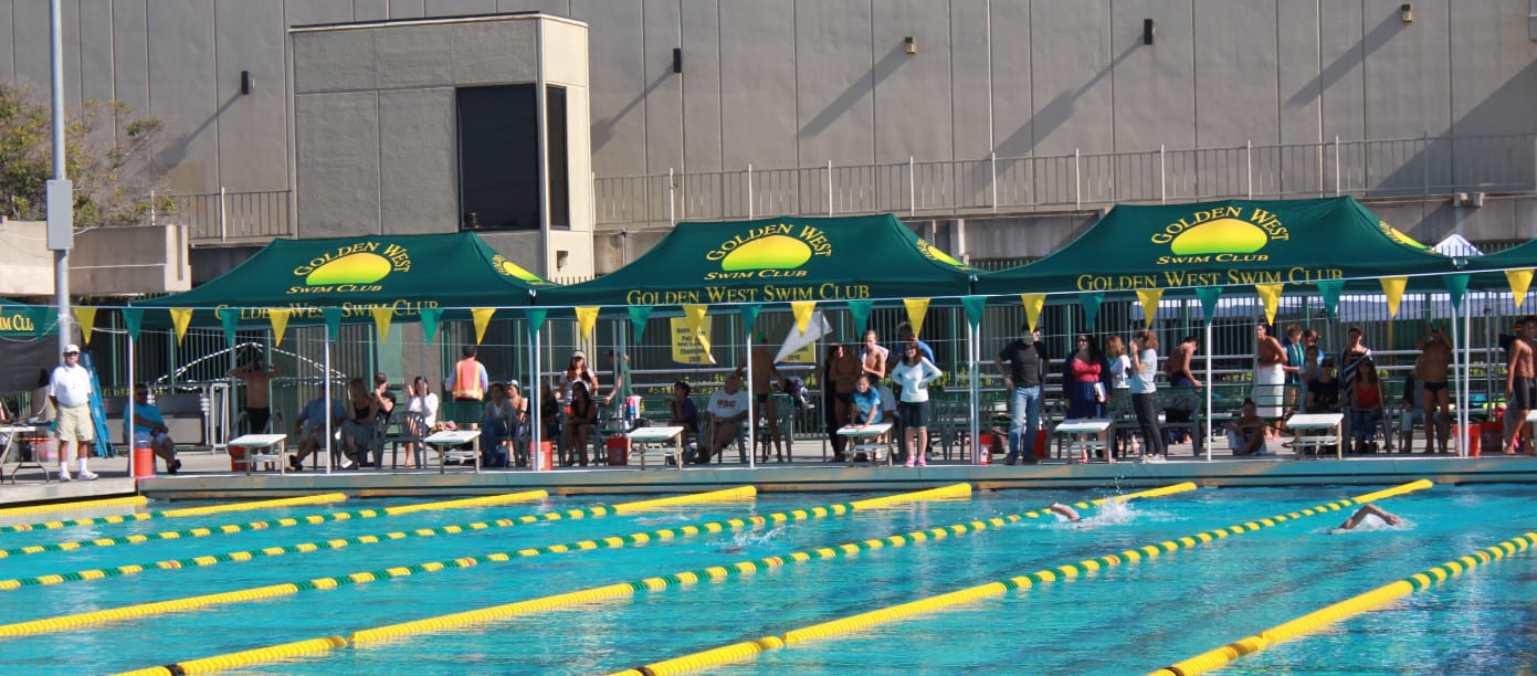 printed pop up tent - golden west swim club
