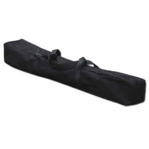Introducing the Railskirt Bag: a durable, rectangular carrying case in black, equipped with handles for easy transport. Perfectly designed for safely transporting skis or snowboards, this case is ideal for both travel and storage.