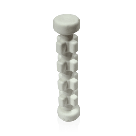 A white cylindrical component featuring multiple hexagonal protrusions along its shaft and smooth, rounded ends, known as the V3 Canopy Frame - Mast Spring - Part #4.
