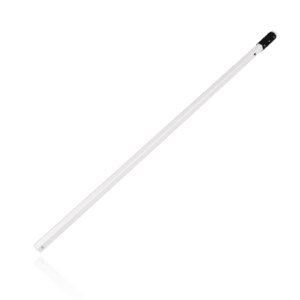 A long, white V4 Steel Canopy Frame Upper Leg, shaped like an L with a black tip on one end, set against a transparent background.