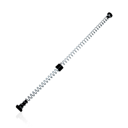 A sleek V5 Canopy Frame - Mast Spring - Part #4 set against a black background. This part showcases a series of small, round, crystal-like beads arranged in a symmetrical spiral pattern, lending it a visually striking and elegant appearance.