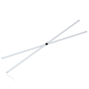A white, adjustable V5 Canopy Frame featuring an X-shaped design with a black central joint.