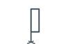 Simple line drawing of a small mailbox standing upright on a post. The mailbox has a tall, rectangular shape with an open section at the top.