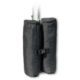 A black, double-weight bag with zippers, perfect for securing high peak pop-up tents to the ground. The bags are attached to a metal pole using an adjustable clip.