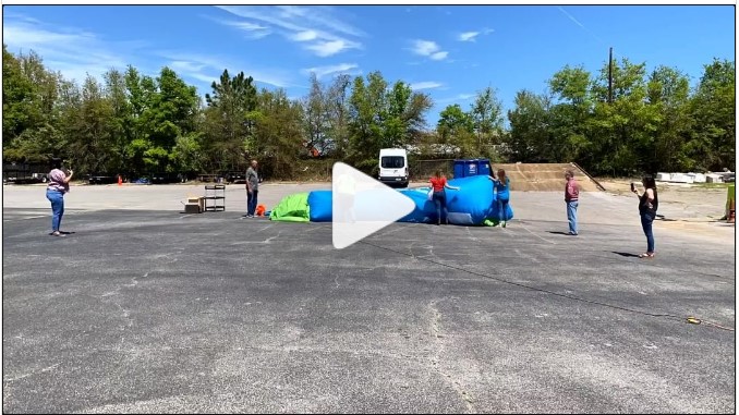 Big Blue House Inflating