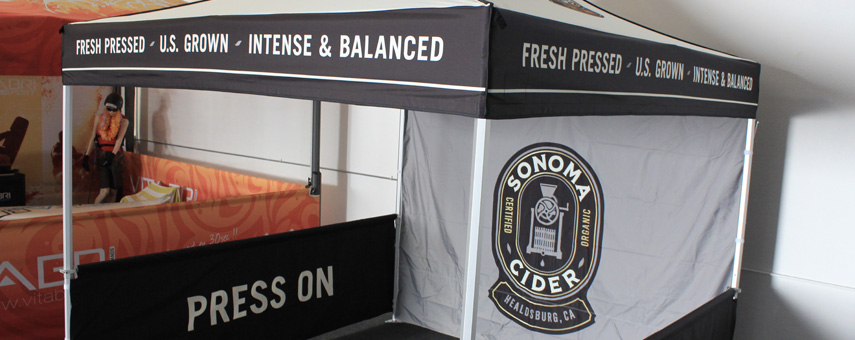 custom printed market tent with wall