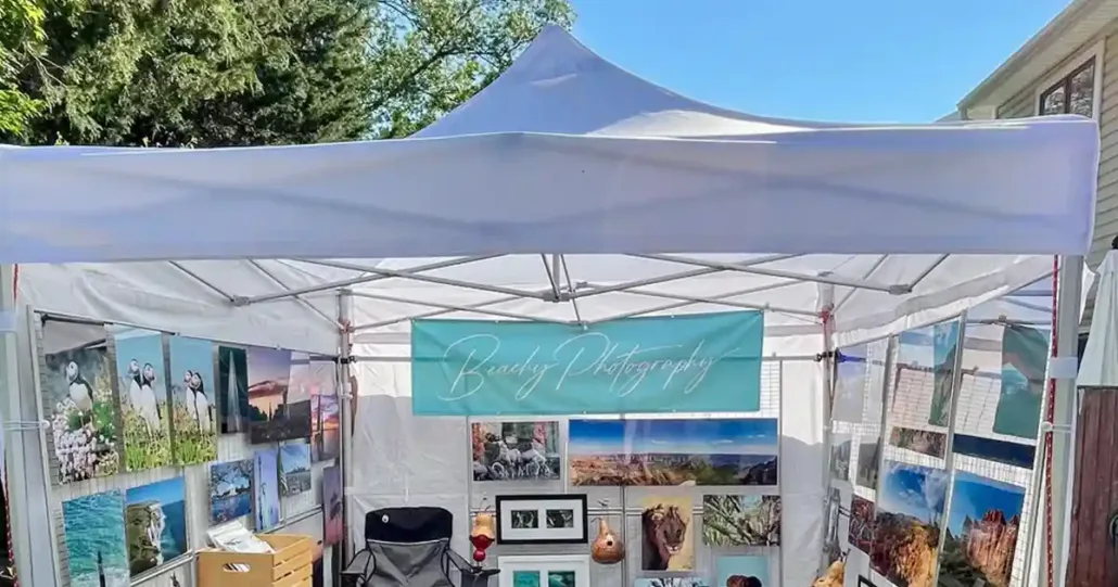 canopy tent arts and crafts setup
