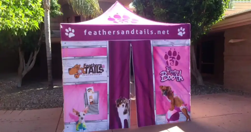 canopy tent photo booth setup