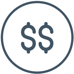 A minimalist icon featuring two dollar signs encircled by a thin line, reminiscent of the simplicity and functionality you'd expect from a 10 x 10 tent. The design is simple, with a monochromatic color scheme, conveying a financial or economic theme.
