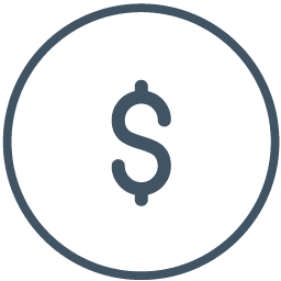 A simple line drawing of a dollar sign encircled, much like a minimalist art piece you might find sketched on the side of a 10x15 canopy at an outdoor market.