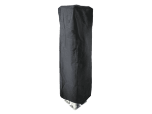 The Dust Cover 10x10, a tall rectangular black fabric cover, is positioned over an object, effectively concealing its shape and details against a solid green background.
