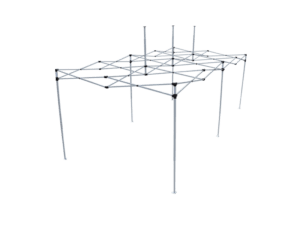 10'x20' Pop Up Canopy Frame Add-On featuring a collapsible metal structure with multiple legs and crisscrossing supports, set against a plain background.