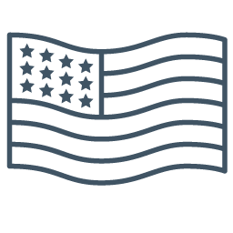 Icon of a stylized American flag with 13 stars arranged in a grid and five stripes. The flag appears to be waving.