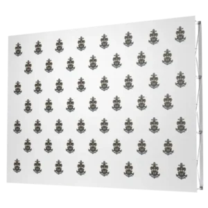 White sheet covered with a repeating pattern of small black U.S. Navy chief petty officer insignias, featuring an anchor and chain with the letters USN.