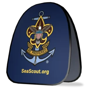 A navy blue pad featuring the Sea Scouts emblem with an eagle, anchor, and the words Be Prepared, along with the website SeaScout.org printed in yellow below the emblem.