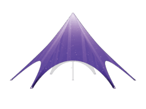 A large, purple, star-shaped 52 Printed Sky Tent Fabric Only with six extended legs and a pointed top, displayed on a plain white background. The tent fabric features a subtle pattern of small white dots.