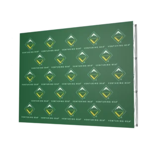 A green step and repeat banner featuring the Venturing BSA logo and the words VENTURING BSA® in yellow, arranged in a repeating pattern.